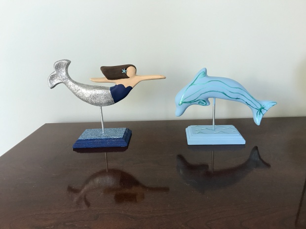 Ceramic mermaid and dolphin from The Mermaid Factory in Norfolk, VA  |  Trés Belle